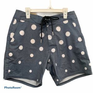 Vast 28 retro board shorts polka dots drawstring waist swim trunks stretch 5”